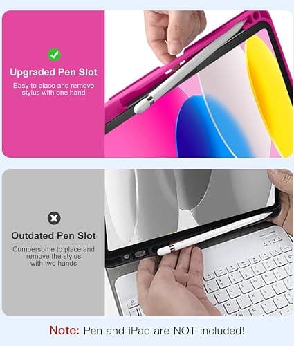 Hamile for iPad 11th 10th Generation Case with Keyboard - 7 Colors Backlit Wireless Detachable Folio Keyboard Cover with Pencil Holder for iPad 11-inch A16 2025 10th Gen 10.9 Inch 2022 (Hot Pink) thumbnail 6