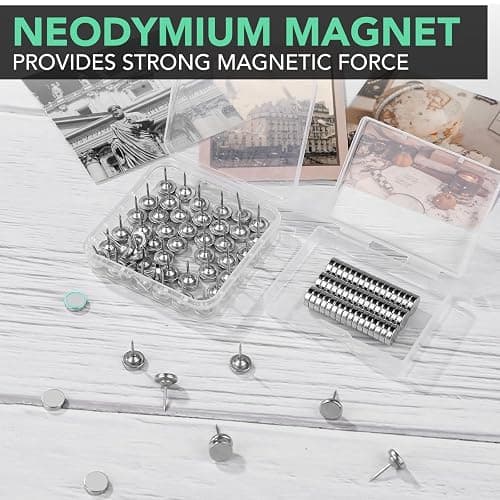 E BAVITE Magnetic Push Pins, 20 Sets Magnet Thumbtack for Wall Bulletin Board Strong Decorative Pushpins Clip for Map Picture Hanging Kit Poster Holder thumbnail 5