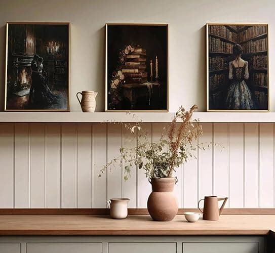3pcs Vintage Library Canvas Wall Art Gothic Dark Academia Aesthetic Posters Prints Paintings Victorian Antique Book Wall Decor Pictures for Living Room Bedroom Reading Room Home Decorate Unframed - posters - 16L" x 12W" thumbnail 7