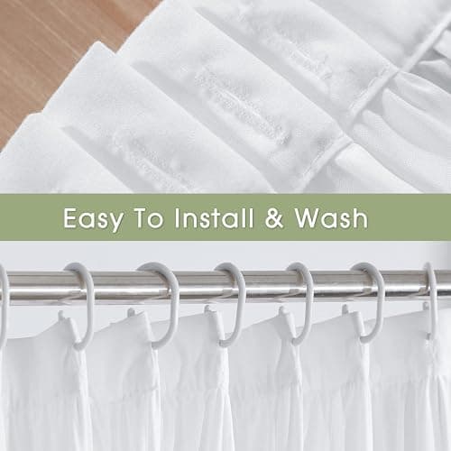 Homechoice Decor Victorian Ruffle Shower Curtain, Ruched Microfiber Vintage Handcrafted Bow Tie Bath Curtain for Master Bathroom, with 12 Buttonholes, 72" W x 72" H, White (LQ-10) thumbnail 6