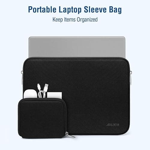 MOSISO Laptop Case 13.3 inch, 13-13.3 inch Laptop Sleeve with Small Case | Compatible with MacBook Air/Pro 13/Pro 14 M5 M4 M3 M2 M1, HP Dell ASUS Lenovo, Neoprene Computer Sleeve Bag, Black thumbnail 2