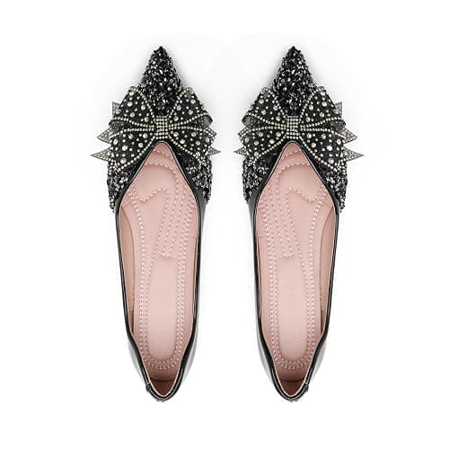 QXCGDYXT Flats Shoes Women Rhinestone Wedding Flats Comfort Pointed Toe Ballet Flat Shoe Low Heel Dress Shoes Sparkly Flats for Women thumbnail 4