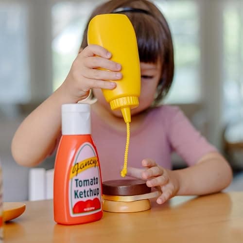 Melissa & Doug 5-Piece Favorite Condiments Play Food Set Play Ketchup and Mustard Bottles, Pretend Food Set for Kids Ages 3+ thumbnail 5