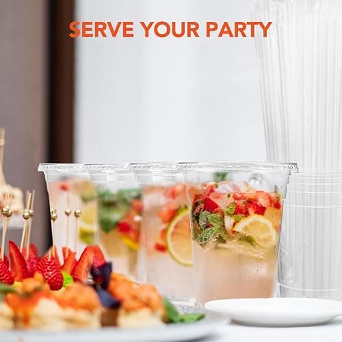 Glotoch Express Plastic Cups with Lids and Straws [100 Sets - 16oz] Disposable Clear Crystal Plastic Coffee Cups with Lids, BPA Free Small To Go Cold Cup for Cold Drinks, Milkshake, Juice, Party thumbnail 6