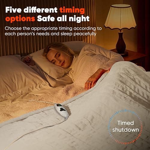 Heated Blanket Electric Blankets,50“ x 60” Heating Blanket,Thick Warming Plush Electric Lap Twin Size Sherpa Gifts for Women,Mom,Grandma with 5-Position Timer &10 Heating Levels,White thumbnail 3