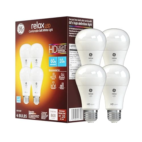 GE Relax LED Light Bulbs, 60 Watt, Soft White, A19 (4 Pack) - 4 Pack - Image 1