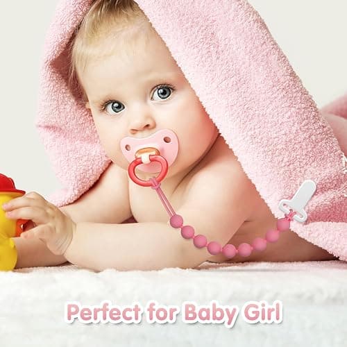 Pacifier Clips Baby Girls - Draklary 4 Pack Paci Clip Silicone Soothe Baby Binky Holder for Newborn Essentials Shower Birthday Gift thumbnail 3
