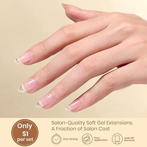 Beetles Gel Nail Tips Flat-X - Almond Short, 320pcs 16 Sizes, Pre-Etched Half Matte Full Cover Soft Acrylic Press on False Nail Extension Tips Easy DIY Salon for Flat & Natural Nail Beds thumbnail 7