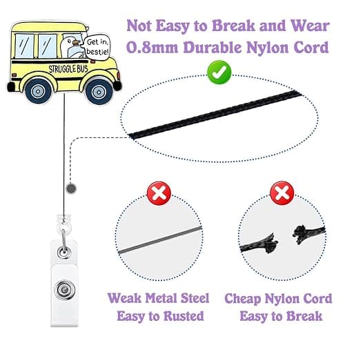 Funny Struggle Bus Badge Reel Retractable, Silly Goose Badge Reel for Nurse Nursing Student RN CNA LPN Medical Worker & Teacher, Funny Goose Badge Holder with Alligator Clip & 24” Durable Nylon Cord thumbnail 4