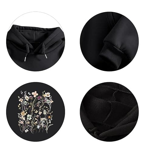 Sulayesh Women's Floral Printed Hoodies Vintage Aesthetic Flower Graphic Sweatshirt Cute Boho Fleece Thermal Hoodie Pullover thumbnail 5