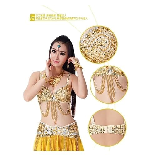 Women's Sequin Beads Bra Crop Top Fringe Rhinestone Sequin Club Bra Spaghetti Straps Underwire Push Up Bustier thumbnail 3