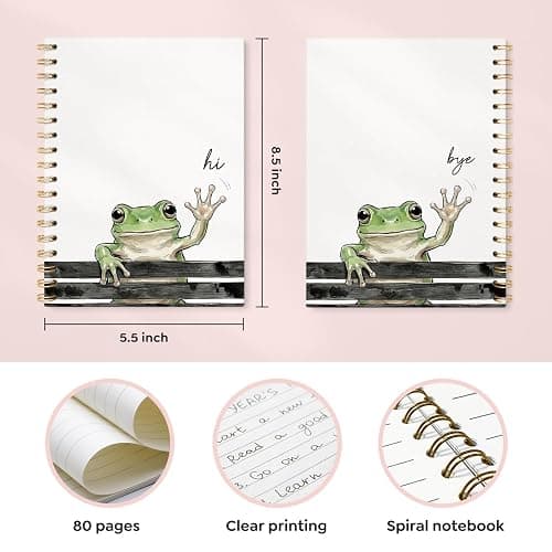 VONTP Cute Frog Spiral Notebook Gifts for Women Men, Cute Notebooks for Women Teen Girls Lovers, Animal Journal for Work School Teen Girls Kids, 5.5 x 8.3 Inches thumbnail 3