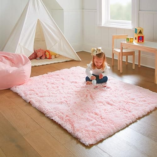 Ophanie Pink Rug for Bedroom Girls, Kids Fluffy Kawaii Fuzzy Furry Shag Area Rug, Cute Plush Soft Shaggy Bedside Indoor Floor 4x6 Carpet for Teen Nursery Dorm Home Room Decor Aesthetic thumbnail 6