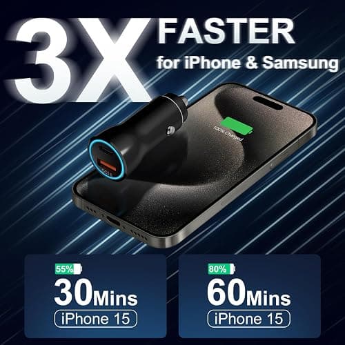 iPhone 17 16 15 Car Charger, [Apple MFi Certified] USB C Car Charger 43W Fast Charging with 3.3 FT Type C to C Cable, USB Car Adapter for iPhone 17/17 Pro/17 Pro Max/Air/16/15 thumbnail 3