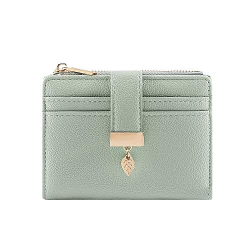 Pomelo Best Small Wallet Women RFID Blocking Bifold Soft Leather Card Holder with ID Window Zipper Coin Pocket Wallets for Women Green thumbnail 8