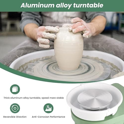 Huanyu Pottery Wheel 10" with Manual Switch(No Foot Pedal), Electric Ceramic Machine with Detachable Basin Art Clay DIY Sculpting Tool Kit thumbnail 4