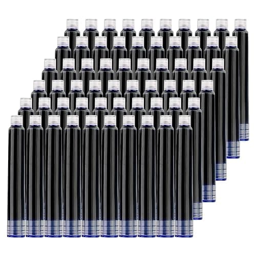 Zalantan Blue Ink Cartridge for Fountain Pen Ink Cartridge Refillable Business Writing Pens Disposable Ink Pen Refills 3.4 mm Bore Diamete Set of 60 Refill - Image 1