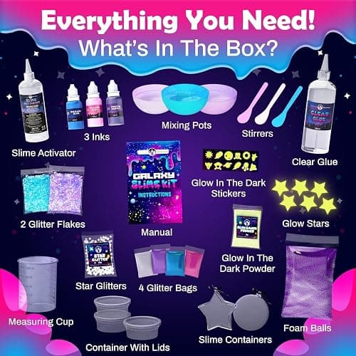 Original Stationery Galaxy Slime Kit for Kids Ages 8–12, DIY Space Slime Set with Glow-in-the-Dark Stickers & Galactic Glitter, Fun Cosmic Craft for Creative Play, Christmas Gift for Boys & Girls thumbnail 6