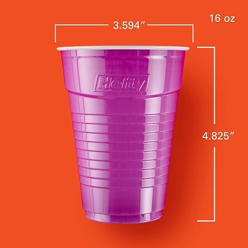 Hefty Party On Disposable Plastic Cups, Assorted, 16 Ounce, 100 Count thumbnail 2