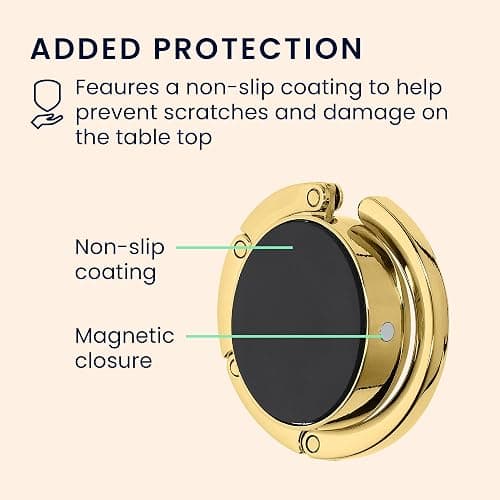 kwmobile Purse Hook for Table - Set of 2 Purse Holder - Folding Handbag Hanger - Portable Bag Holder - Bag Hooks for Desk - Table Hook Gold thumbnail 5