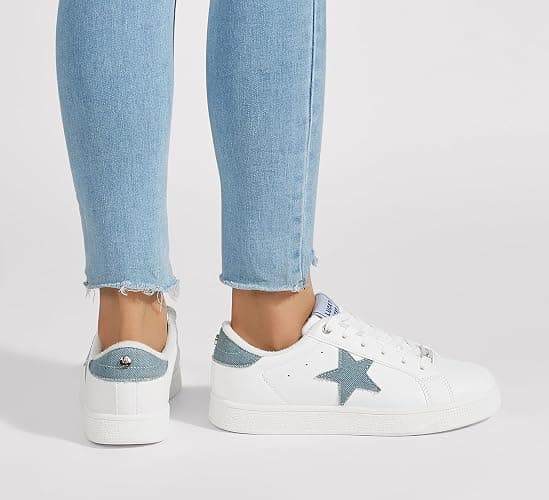 LUCKY STEP Women's Fashion Star Sneaker Lace Up Low Top Comfortable Cushioned Walking Shoes thumbnail 8