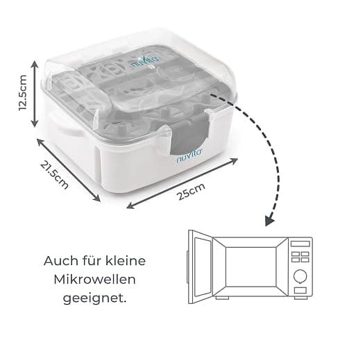 Nuvita 1085 Sterilizzatore a Vapore Microonde – Per biberon, ciucci ed accessori - Sterilizza fino a 3 biberon in 2 minuti – Compatto e portatile - Senza BPA nè Ftalati - Marchio EU thumbnail 2