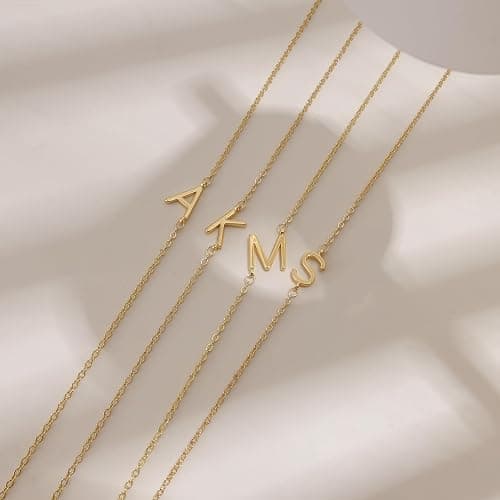 LuckFairy Initial Necklaces for Women, Dainty Gold Letter Necklace 14k Gold Plated Sideways Initial Necklace Cute Name Simple Choker Necklaces for Women Trendy Jewelry Gifts thumbnail 6