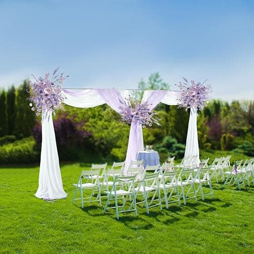 kunghei 10ftx20ft Portable Pipe and Drape Backdrop Stand for Parties Wedding Stage Decoration Photo Photoshoot, Curtain Frame Stand Studio Photography Background Support System Trade Show Display - Type1: 6m/20ft Long-Silver(Not Adjustable) thumbnail 7