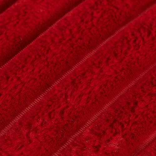 OHS Throws for Sofa Ribbed Faux Fur, Decorative Thick Soft Blanket Bed Throw Cosy Warm Winter Blanket Throws for Sofa Decorative Couch Cover, 125 x 150cm - Red - Red - 125 x 150cm thumbnail 8
