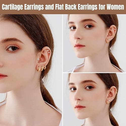 5 Pairs Tiny Huggie Hoop Earrings for Women, Lightweight Mini CZ/Cubic Zirconia Hoops Set for Women's Cartilage Helix Lobe Ear Piercings Small Hoop Earrings 5/6/7/8/9mm thumbnail 4