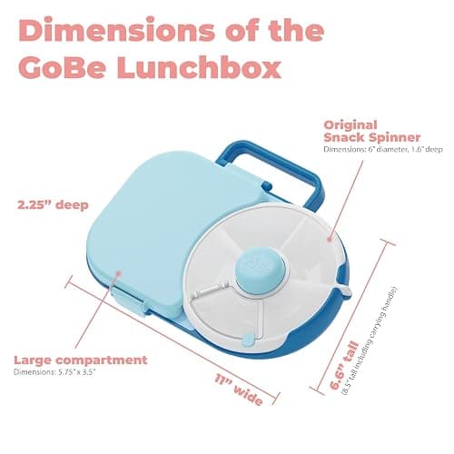 GoBe Kids Lunchbox with Small Snack Spinner Flip - Bundle with Hand Strap & Sticker Sheet, 2-in-1 Bento Style Lunch Container, 5 Small +1 Large Sandwich Compartment, BPA & PVC Free - Taro Purple thumbnail 3