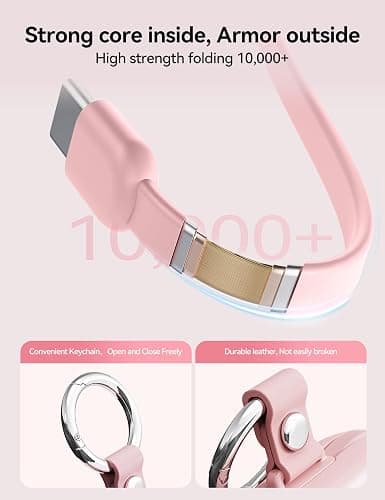 Portable Charger Power Bank, 10000mAh Fast Charging Power Bank with Built-in Cables, Travel Keychain Battery Pack with LED Display for iPhone Samsung Android iPad iWatch Charger 11/10/9/8/Ultra,Pink thumbnail 9