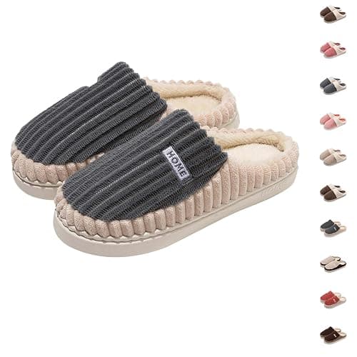 Winter Slippers for Women UK, Warm Memory Foam Indoor House Shoes with Arch Support, Cozy Anti-Slip and Wide Fit Non-Slip Bathroom Slippers Wide Fit Plantar Fasciitis - Image 1