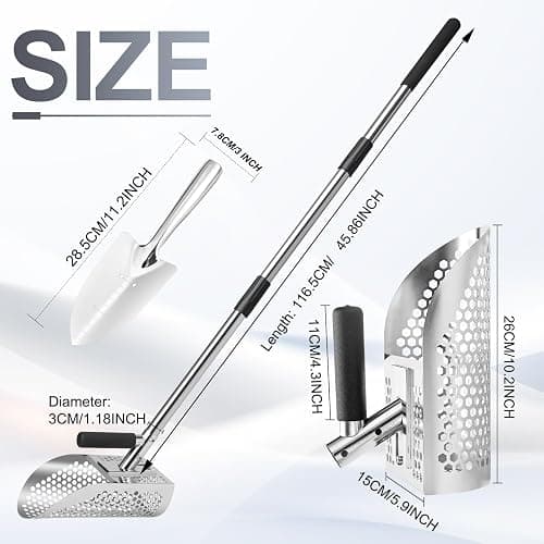 GADFISH Sand Scoop for Metal Detecting, Metal Detector Scoop, Stainless Steel Sand Sifter Shovel, Fast Sifter Shovel for Underwater Treasure Hunting (Stainless Steel) thumbnail 3