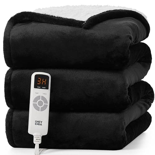 EHEYCIGA Heated Blanket - Electric Throw with 9 Heating Levels & 10 Hr Auto Off, Soft Cozy Sherpa Washable Blanket, 50 x 60 Inches - Image 1