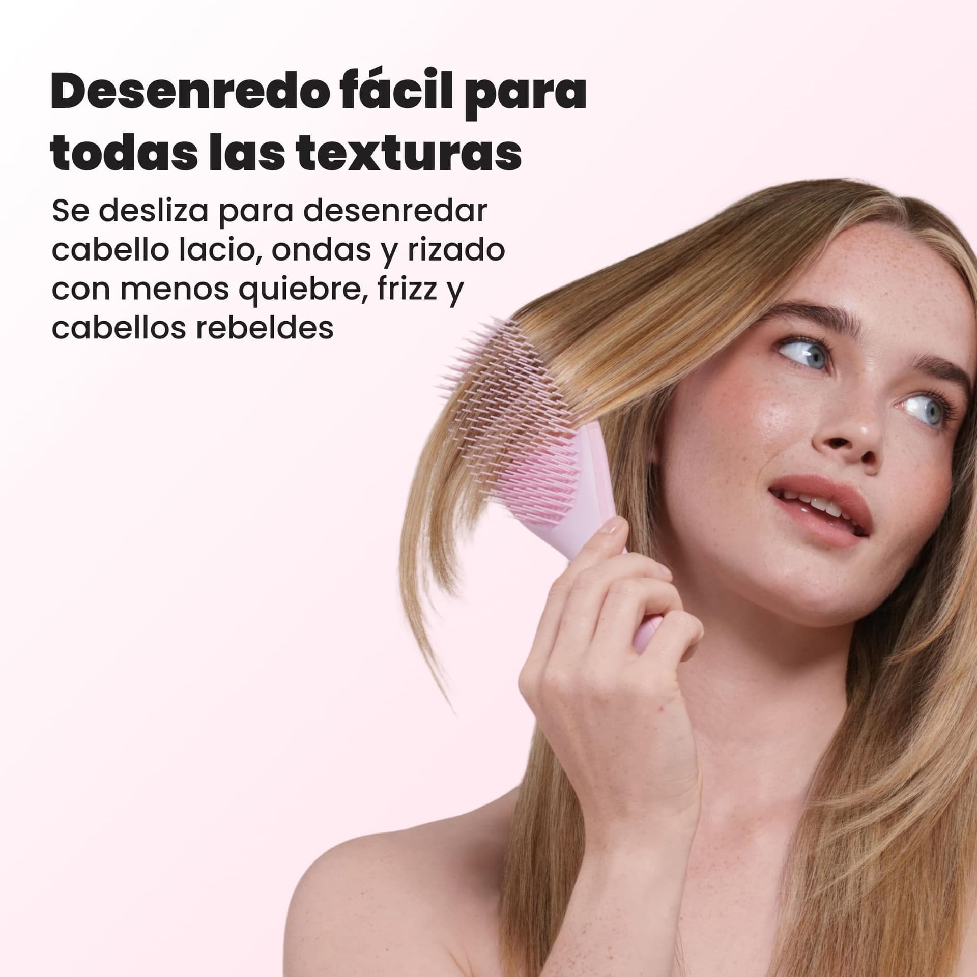 Tangle Teezer Ultimate Detangler Brush, Straight to Wavy, Millennial Pink | Patented two-tier, regular-flex teeth reduce breakage & split ends on wet or dry hair; Shower-friendly hairbrush for all ages thumbnail 6