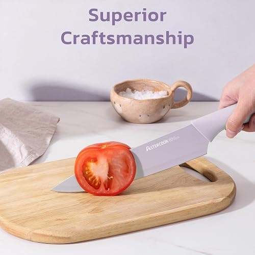 Astercook Knife Set, 13 Pieces Kitchen Knives Set with Healthy Anti-Rust Coating, Dishwasher Safe, Stainless Steel Chef Knife Sets with 6 Blade Guards, Perfect Holiday Gifts for Kitchen Purple thumbnail 8