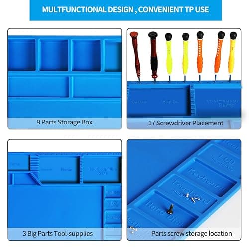 Kaisi Large Soldering Mat Heat Resistant,Silicone work mat,Magnetic solder mat,Electronic Solder Pad with Anti Static Wrist Strap for Soldering Station,Phone,Laptop,Tablet,Watch Repair(Blue) thumbnail 3