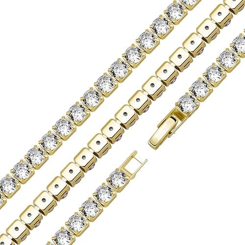 REHANDLE Dainty Tennis Necklaces for Women 14K Gold Plated Thin CZ Tennis Necklace Faux Diamond Tennis Chain Adjustable Tennis Choker Necklace for Women Necklace for Prom Mothers Day Gifts thumbnail 7