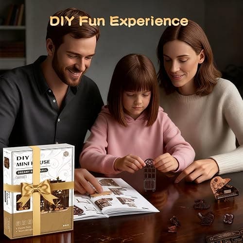 3DVASE Book Nooks for Adults, DIY Miniature Dollhouse Book Nook Kit, Model Kits Craft Kits for Adults, 3D Wooden Puzzle Book Nook Craft Bookshelf Decor, Adult Craft Kits Gift with Led Light thumbnail 2