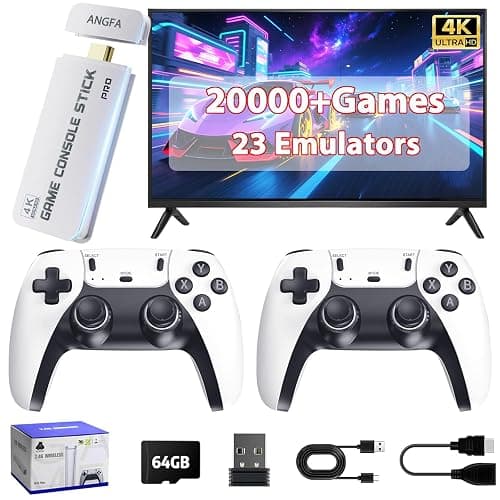 Wireless Retro Game Console Built-in 20000+ Games and 23 Emulators, 2026 New Plug & Play Retro Gaming Console with 4K Output & Dual 2.4G Controllers, Games Nostalgic Stick for Christmas Gift (64GB) - Image 1