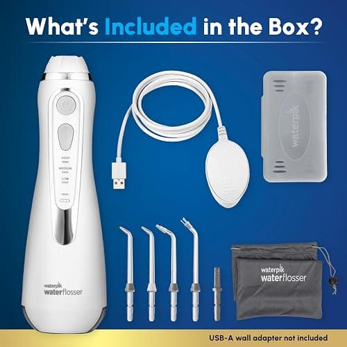 Waterpik Cordless Advanced 2.0 Water Flosser For Teeth, Gums, Braces, Dental Care With Travel Bag and 4 Tips, ADA Accepted, Rechargeable, Portable, and Waterproof, White WP-580, Packaging May Vary thumbnail 4
