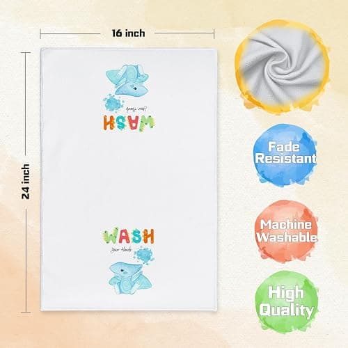 Qabliqo Cartoon Dinosaurs Bathroom Hand Towels, Dinosaur Bathroom Decor, Brush and Wash Cute Dino Decorative Hand Towels for Kids Bath Room Washroom, 16x24 Inch Set of 2 - Cartoon Dinosaurs Bathroom thumbnail 3