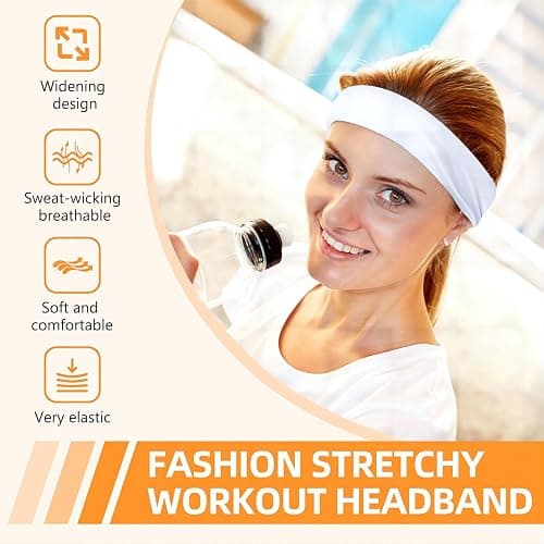 8PCS Summer-Exclusive Non Slip Sports Elastic Soft Running Fashion Headbands Absorb Sweat for Women & Men Working Out, Travel thumbnail 2