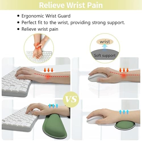 Carethos Green Desk Pad and Keyboard Wrist Rest, 3in1 Mousepad + Keyboard Wrist Rest+Mouse Wrist Rest for Home Office Table Computer Cover. (31.5×15.7,Green) thumbnail 5