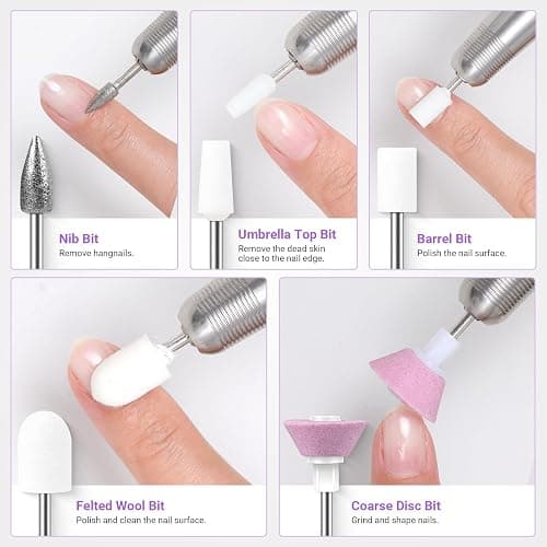 MelodySusie 21pcs Nail Drill Bit Set with Portable Holder Case, 3/32'' Ceramic Diamond Carbide Acrylic Gel Nail Art Tool Kit, Cuticle Remover Bit for Acrylic Dip Powder, Manicure Pedicure, Salon Home thumbnail 6