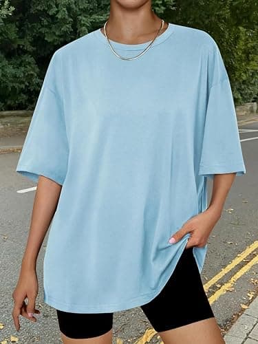 Trendy Queen Womens Oversized Summer T Shirts Plus Size Batwing Cute Casual Tops Short Sleeves Fashion Workout Clothes thumbnail 6