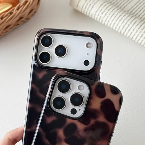 Longlayss Compatible with iPhone 17 Pro Max Case Tortoise Shell Phone Case for Women Girl Shockproof TPU and Hard PC Protective Cover - Amber Brown Leopard thumbnail 4