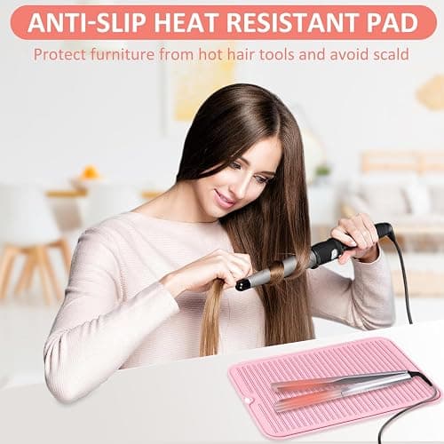 Quccefods Large Heat Resistant Silicone Mat for Hair Styling Tools - Curling Irons, Flat Irons, and Hair Straighteners thumbnail 2