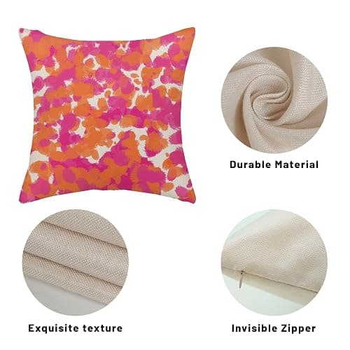 Preppy Abstarct Pillow Covers 18x18 Hot Pink Burnt Orange Abstract Polka Dot Decor Throw Pillows Case for Couch Boho Pillowcase Outdoor Decorative Cushion Case for Sofa Bed Decorations Set of 2 thumbnail 7